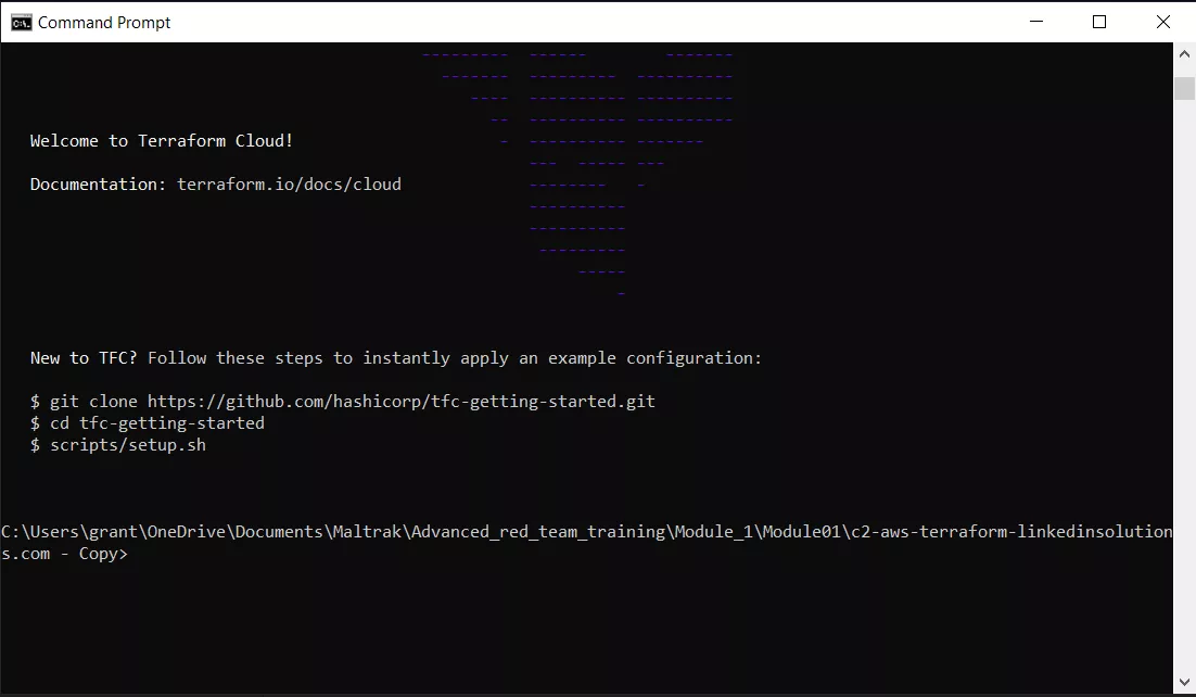 Snapshot of terraform login_2 command
being run from the command line